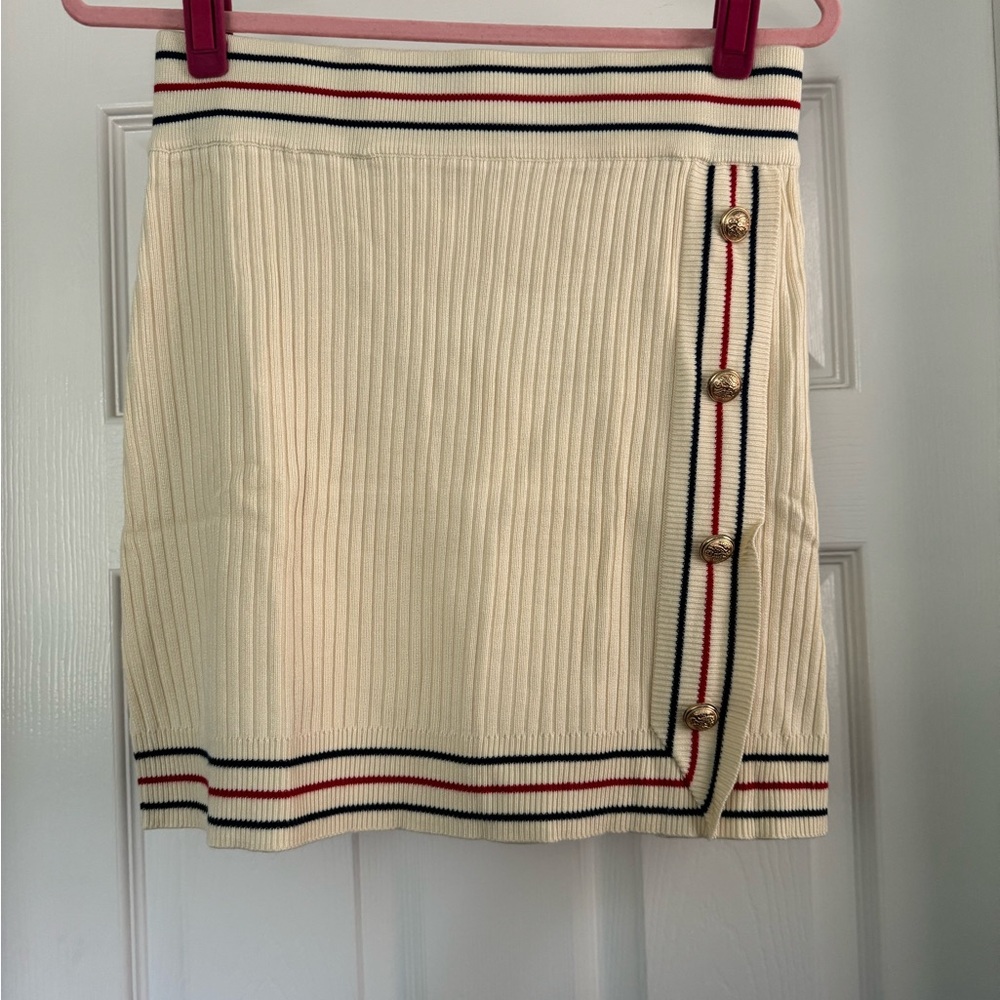 Knit Collar Two Piece Short Sleeve Top and Mini Skirt Matching Set - Picture 15 of 15